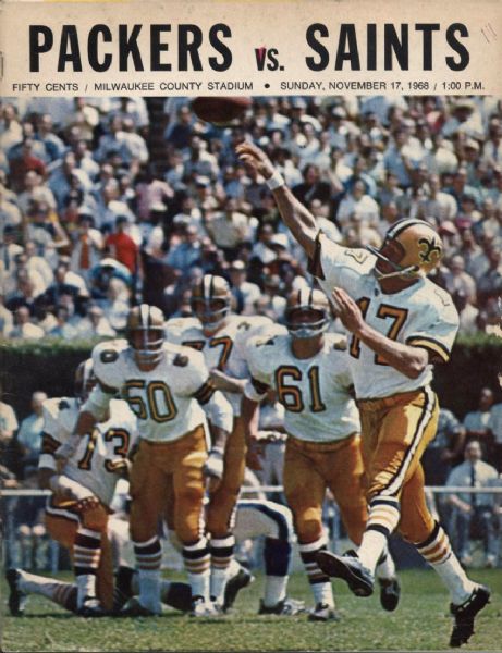 1968 Green Bay Packers New Orleans Saints Game Program with Davis Anderson Robinson Bowman Autographs (MEARS LOA)