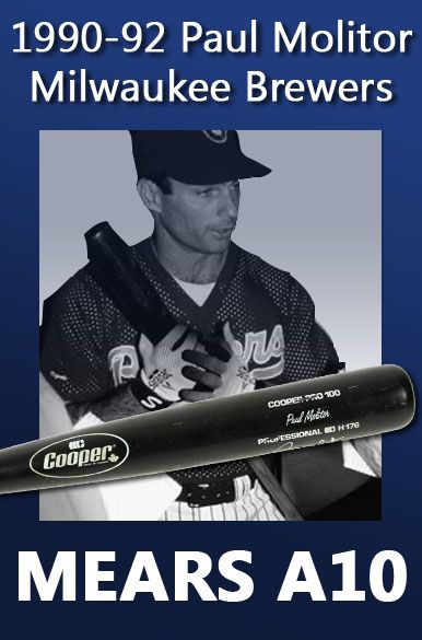 1990-1992 Paul Molitor Milwaukee Brewers Cooper Professional Model Game Used Bat (MEARS A10)