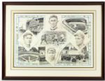 1900-35 Baseball Greats Artwork - 38" x 29" Display 634/970 w/Babe Ruth Ty Cobb Lou Gehrig