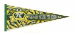 1990's Green Bay Packers Autographed Full Size Pennants - Lot of 3 (MEARS LOA)