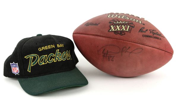 1993-96 Desmond Howard Green Bay Packers Signed Super Bowl XXXI ONFL (Tagliabue) Football & George Teague Signed Cap - MEARS Auction LOA 