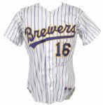1993 Pat Listach Milwaukee Brewers Game Worn Signed Jersey From Shirt Off Our Back Day - MEARS LOA 