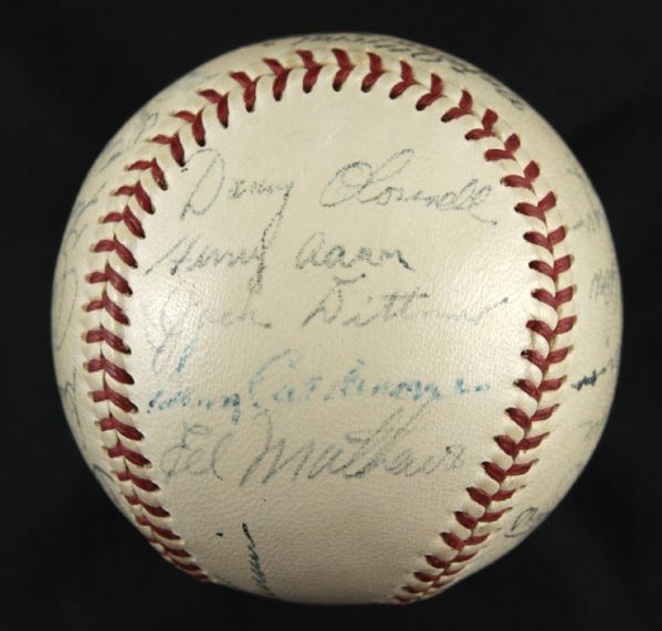 1954-55  Milwaukee Braves Team Signed ONL (Giles) Baseball w/ 23 Sigs. Signed Henry Aaron Rare Variation  - PSA/DNA Full Letter 