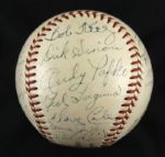 1954-55  Milwaukee Braves Team Signed ONL (Giles) Baseball w/ 23 Sigs. Signed Henry Aaron Rare Variation  - PSA/DNA Full Letter 