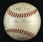 1954-55  Milwaukee Braves Team Signed ONL (Giles) Baseball w/ 23 Sigs. Signed Henry Aaron Rare Variation  - PSA/DNA Full Letter 