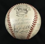 1954-55  Milwaukee Braves Team Signed ONL (Giles) Baseball w/ 23 Sigs. Signed Henry Aaron Rare Variation  - PSA/DNA Full Letter 