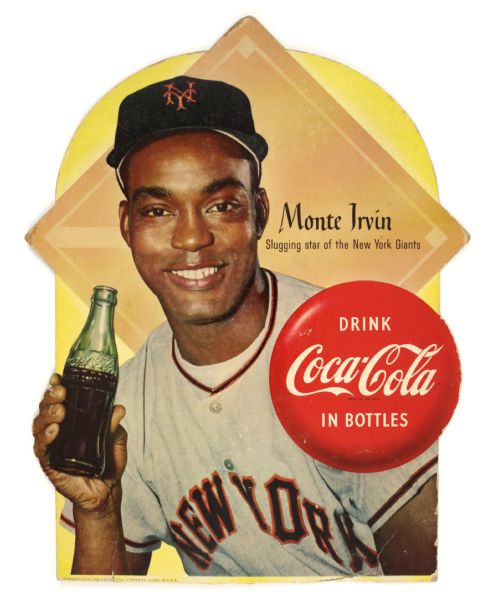 1954 Monte Irvin New York Giants Coca Cola 15" Standup Advertisement w/Easel Back  Rare Find (Finest of 2 known)