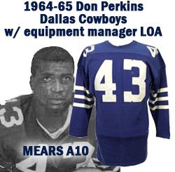 1964-65  Don Perkins Dallas Cowboys Game Worn Cold Weather Durene Jersey w/ Repairs Originated From Team Employee - (MEARS A10) 