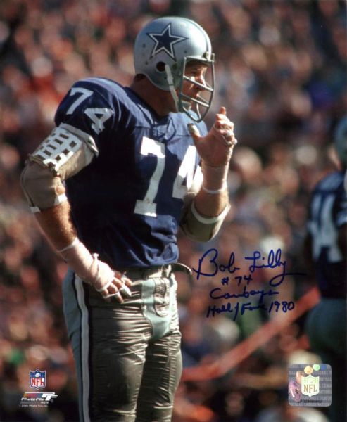 1990s Bob Lilly Dallas Cowboys Signed 8" x 10" "Cowboys Hall of Fame 1980" - JSA 