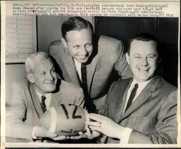 1959-60 Norm Van Brocklin Philadelphia Phillies “Seattle Times” Original News Photo (“Seattle Times” Hologram/MEARS LOA) - Lot of 2