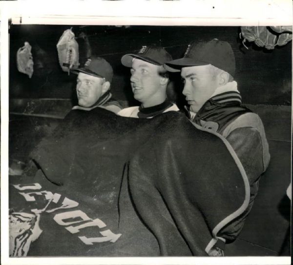 1957 Harvey Kuenn Al Kaline Jim Small Detroit Tigers "TSN Collection Archives" Original 8" x 9" Photo (Sporting News Collection Hologram/MEARS LOA)