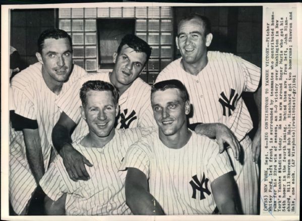 1961 Whitey Ford Roger Maris Blanchard Skowron Hale NY Yankees "Boston Herald Collection Archives" Original 7" x 9.5" Photo (BH Hologram/MEARS LOA)