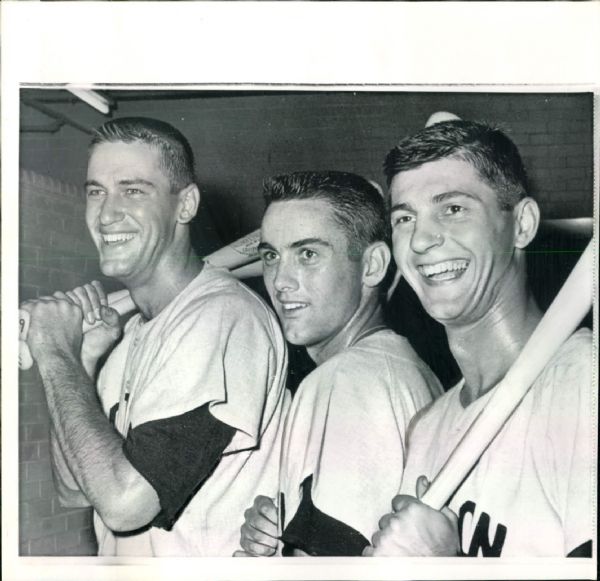 1962 Carl Yastrzemski Bob Tillman Chuck Schilling Boston Red Sox "Boston Herald Archives" Original 8" x 8" Photo (BH Archives Hologram/MEARS LOA)