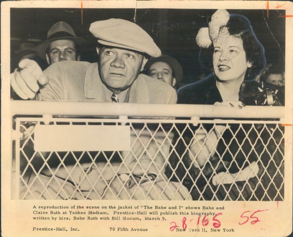 1963 Babe Ruth & Wife Claire "John Rogers Photo Archives" Original 8" x 10" Photo