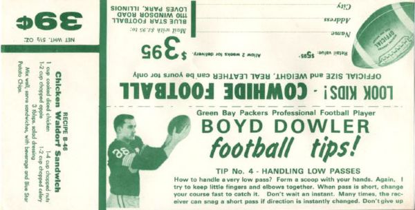 1960s High Grade Boyd Dowler Green Bay Packers Football Advertisement  - Rare