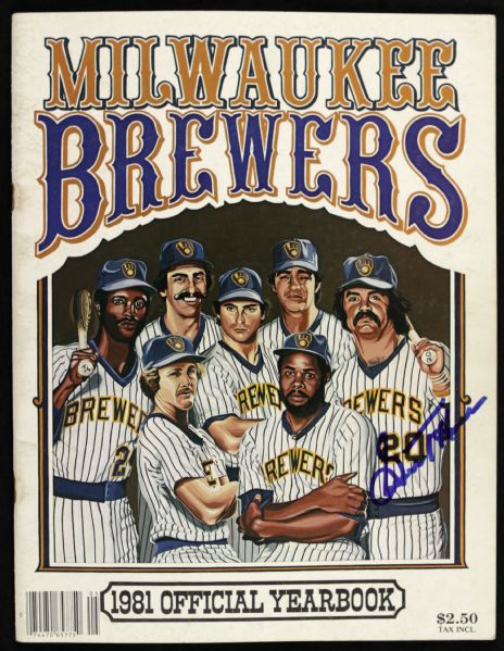 1981 Milwaukee Brewers Signed Yearbook w/14 Sigs. Incl. Bud Selig Robin Yount Paul Molitor Pete Vuckovich - JSA 