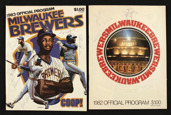 1982 & 83 Milwaukee Brewers Signed Program - Lot of 2 w/Pete Vuckovich  - JSA 