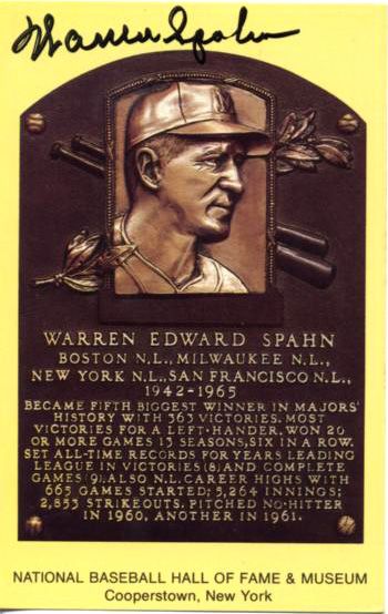 1990s Warren Spahn Milwaukee Braves Signed HOF Postcard - JSA 