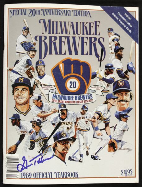 1989 Milwaukee Brewers Signed Team Yearbook w/6 Sigs. Incl. Bud Selig Robin Yount Paul Molitor - JSA 