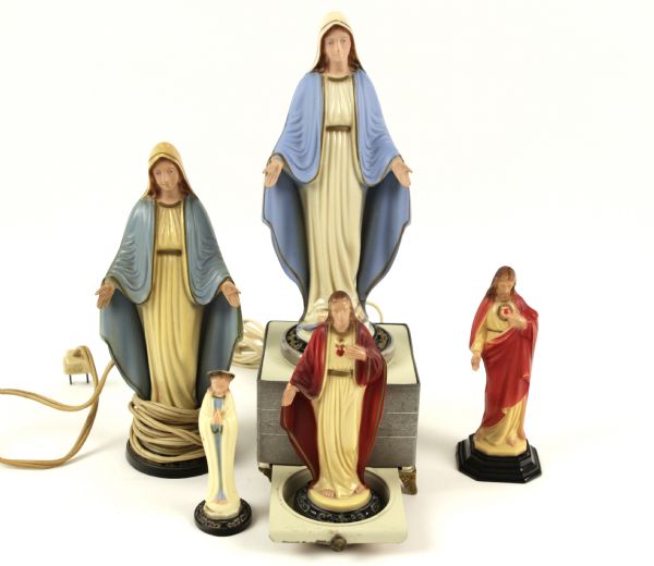 1960s Hartland Plastics Jesus and Mary Light Up Music Box Figure - Lot of 4