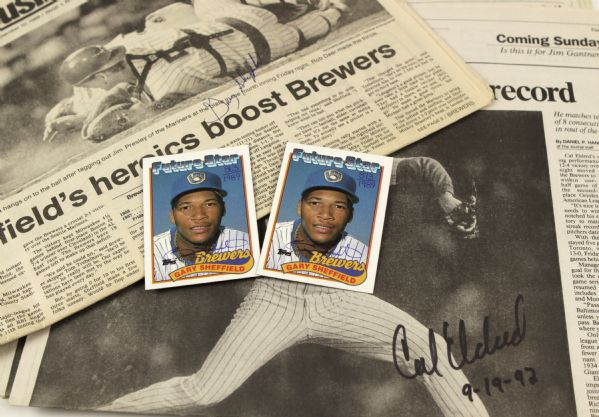 1987-89 Milwaukee Brewers Signed Memorabilia - Gary Sheffield Cal Eldred Pat Listach Trebelhorn - MEARS LOA 