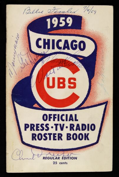 1959 Chicago Cubs Signed Media Guide - Signed by Dodgers Walt Alston Gil Hodges Don Drysdale - JSA 