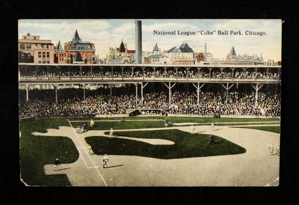 1914 Chicago Cubs Wrigley Field Postcard - Postmarked From Second Year in Existence