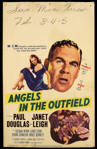 1951 Angels In The Outfield 14" x 22" Original Movie Broadside 