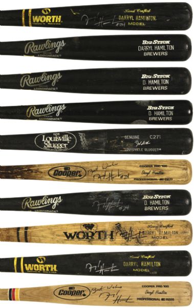 1988-94 Darryl Hamilton Milwaukee Brewers Game Used Bat Collection (10) MEARS Authentic LOA