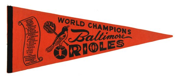 1970 Baltimore Orioles Full Size World Series Champions Scroll Pennant 