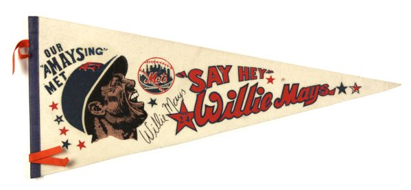 1972-73 Willie Mays New York Mets Rare Full Size Pennant 