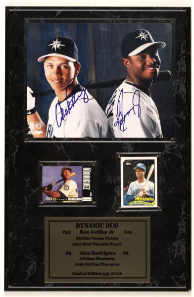 1990s Ken Griffey Jr. & Alex Rodriguez Seattle Mariners Signed 8" x 10" Photo Display - JSA 