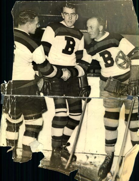 1934 LLoyd Gross George Patterson Eddie Shore Boston Bruins 8" x 10.5" Photo (MEARS LOA)