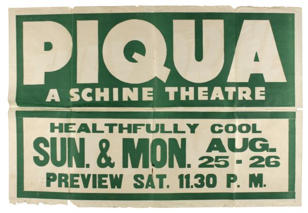 19230-40s Piqua Theater 41" x 38" Promotional Poster 