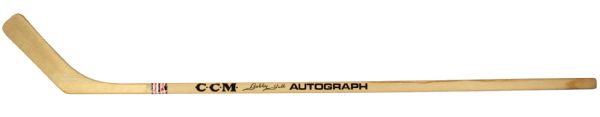 1960s circa Bobby Hull Chicago Blackhawks full-sized signature model CCM hockey stick, unused