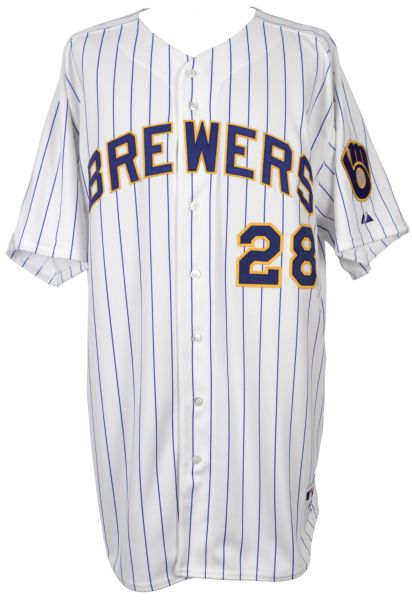 Lot Detail - 2008 Prince Fielder Milwaukee Brewers Game Worn Pinstripe  Retro Jersey - MLB Hologram Purchased From Brewers