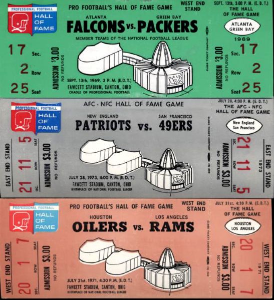 Lot Detail 1969 73 Hall Of Fame Game Full Ticket Lot Of 3
