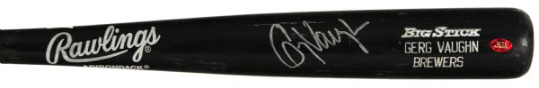 1990 Greg Vaughn Milwaukee Brewers Autographed Rawlings Professional Model Game Used Bat (MEARS A7) Name Misspelled Gerg