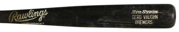 1990 Greg Vaughn Milwaukee Brewers Autographed Rawlings Professional Model Game Used Bat (MEARS A9.5) Name Misspelled Gerg