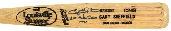 1992 Gary Sheffield San Diego Padres Autographed Louisville Slugger Professional Model Game Used Bat (MEARS A7)