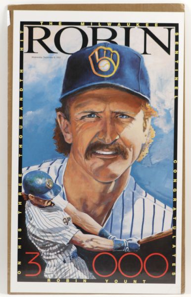 1992 Robin Yount Milwaukee Brewers 14" x 23" 3000th Hit Poster