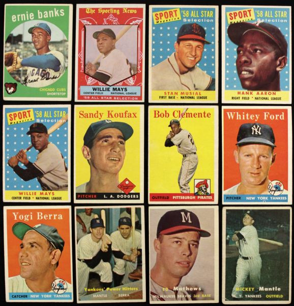 1953-59 Vintage Topps Baseball Cards - Lot of 340 