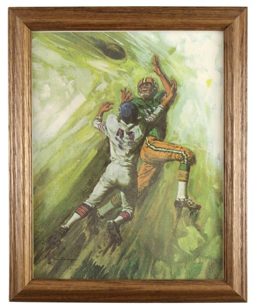 1970s Green Bay Packers 11" x 14" Oil Print Display - Lot of 2