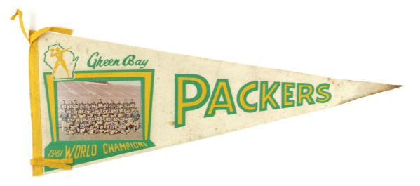 1961 Green Bay Packers World Champions Photo Pennant - Rare Style 