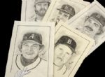 1980s John Raitt Signed Sketches  Lot of 5 w/Bill Freehan Rick Sutcliffe Darrell Evans Tim McCarver Dwight Evans