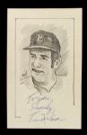 1980s John Raitt Signed Sketches  Lot of 5 w/Bill Freehan Rick Sutcliffe Darrell Evans Tim McCarver Dwight Evans