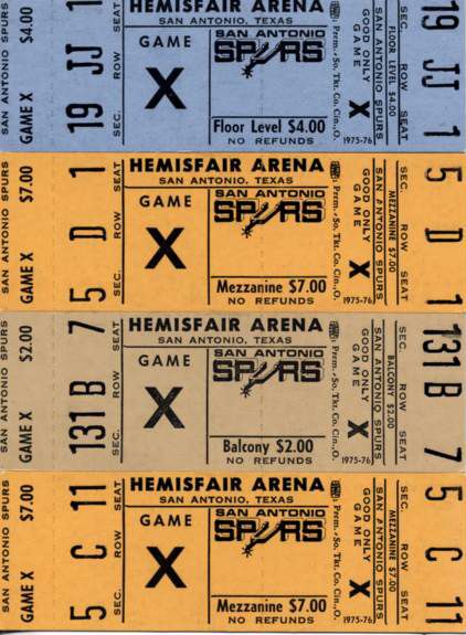 1975-87 NBA Full Ticket - Lot of 7 w/Jordan Phantom Playoff Spurs ABA 