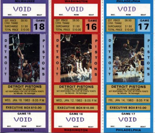 1983 Detroit Pistons Full Ticket - Lot of 3 