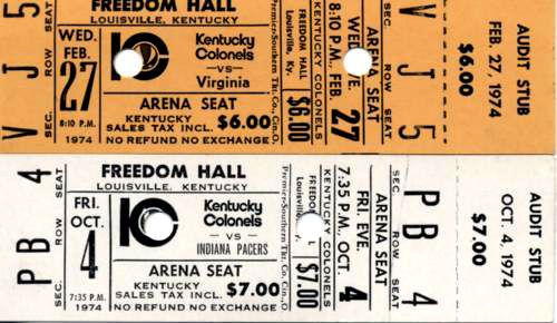 1974 ABA Kentucky Colonels Full Ticket - Lot of 2  