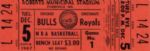 1967 Chicago Bulls vs. Cincinnati Royals Full Ticket - Big Os 37 Not Quite Enough 